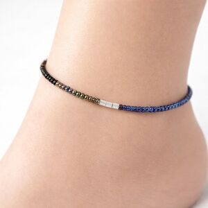 Adjustable Multicolor Beaded Anklet w Gold Accents – Boho Ankle Bracelet Jewelry